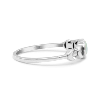 Moon Phases Oxidized Thumb Ring Statement Fashion Ring Lab Created White Opal 925 Sterling Silver